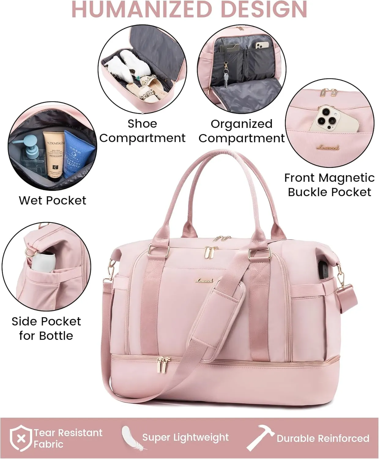 Gym Bag for Women LOVEVOOK Travel Duffel Bag with USB Charging Port,Weekender Bags for Women with Shoe Compartment,Carry on Overnight Bag with Toiletry Bag,Hospital Bags for Labor and Deliver