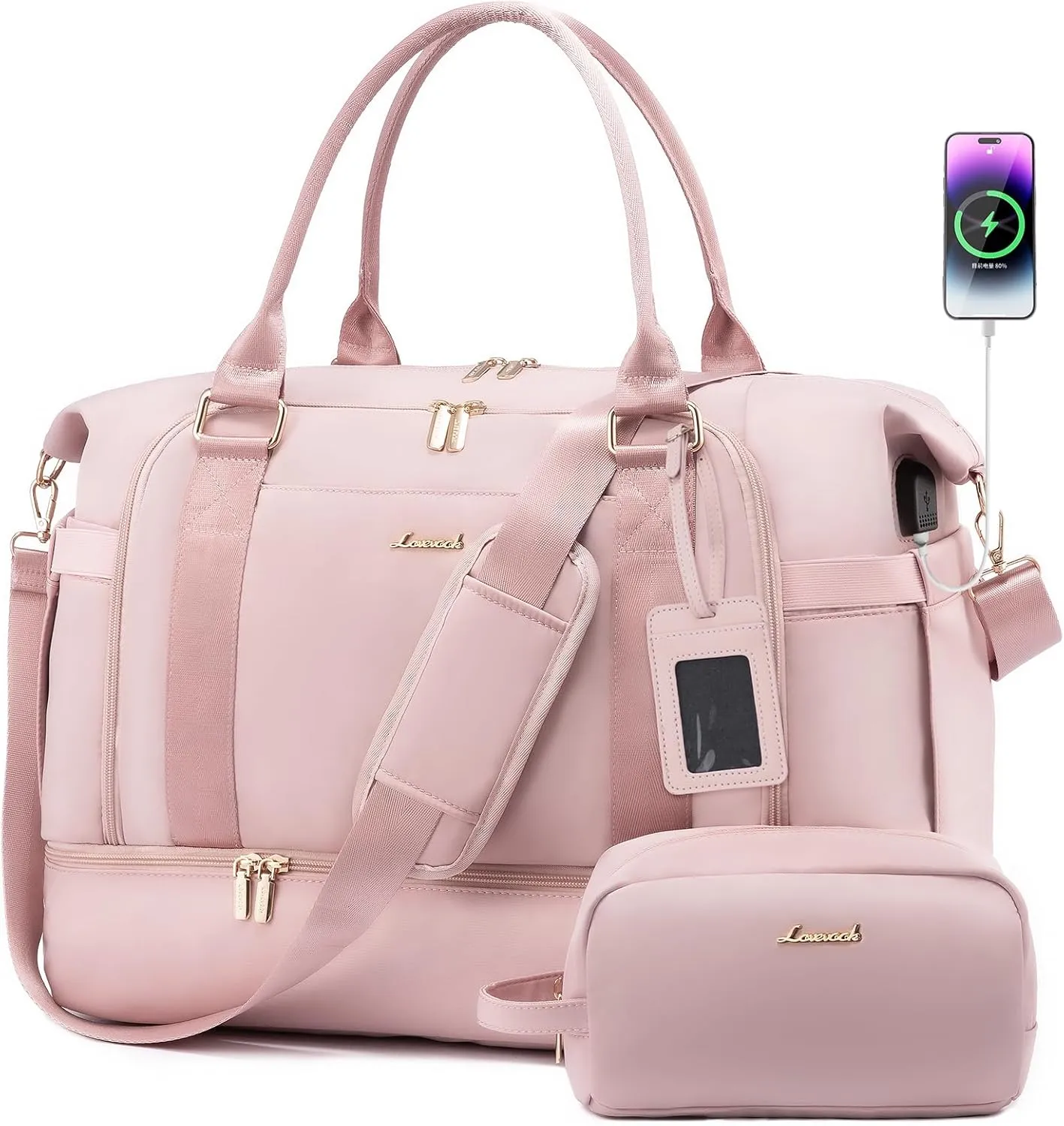 Gym Bag for Women LOVEVOOK Travel Duffel Bag with USB Charging Port,Weekender Bags for Women with Shoe Compartment,Carry on Overnight Bag with Toiletry Bag,Hospital Bags for Labor and Deliver