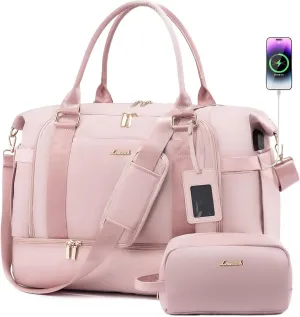 Gym Bag for Women LOVEVOOK Travel Duffel Bag with USB Charging Port,Weekender Bags for Women with Shoe Compartment,Carry on Overnight Bag with Toiletry Bag,Hospital Bags for Labor and Deliver