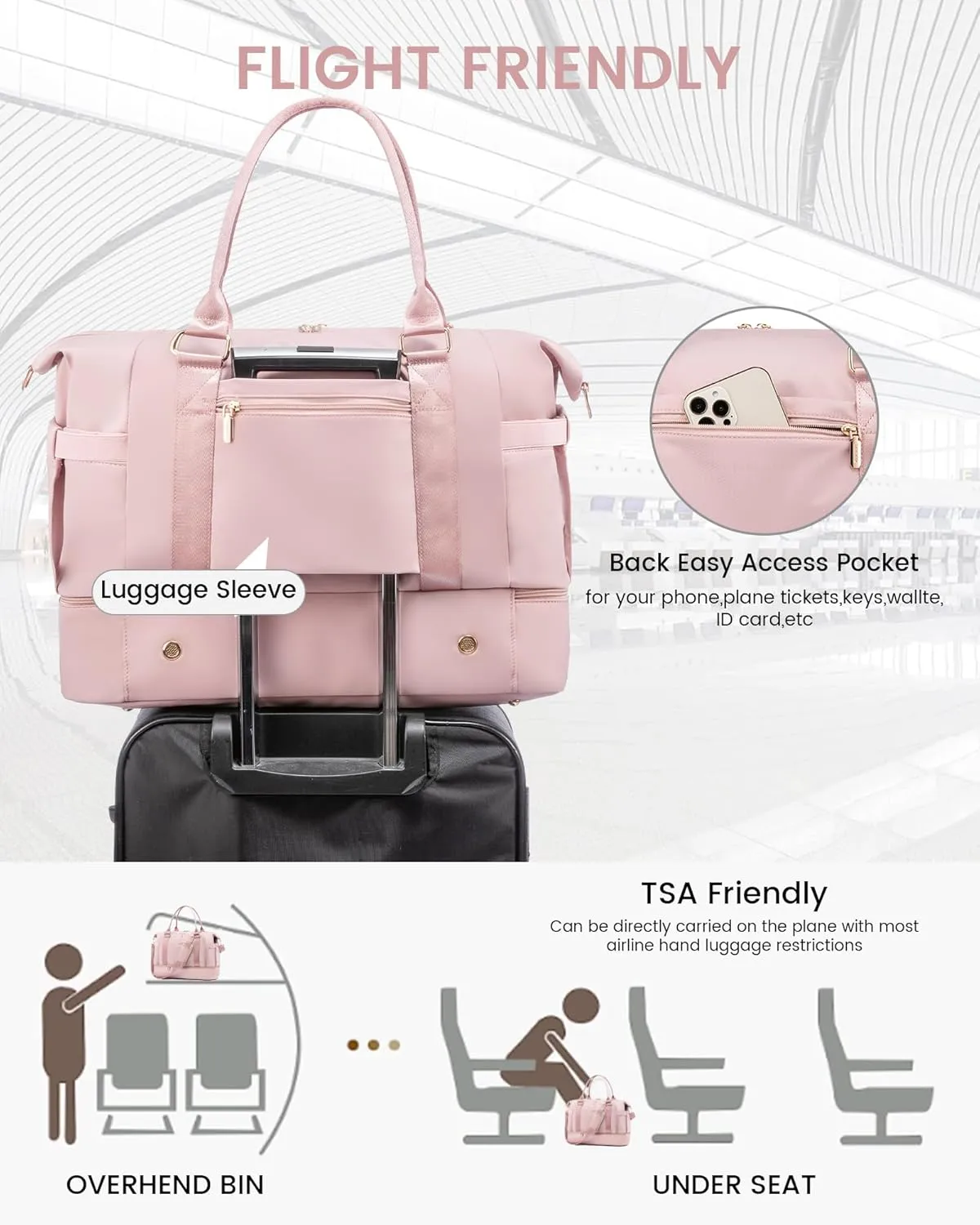 Gym Bag for Women LOVEVOOK Travel Duffel Bag with USB Charging Port,Weekender Bags for Women with Shoe Compartment,Carry on Overnight Bag with Toiletry Bag,Hospital Bags for Labor and Deliver