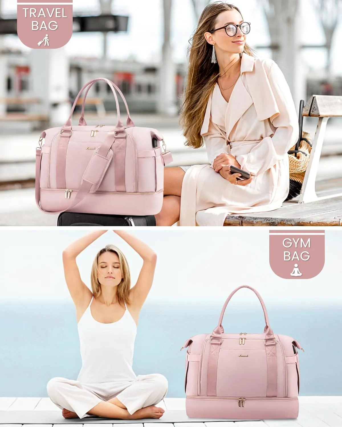 Gym Bag for Women LOVEVOOK Travel Duffel Bag with USB Charging Port,Weekender Bags for Women with Shoe Compartment,Carry on Overnight Bag with Toiletry Bag,Hospital Bags for Labor and Deliver