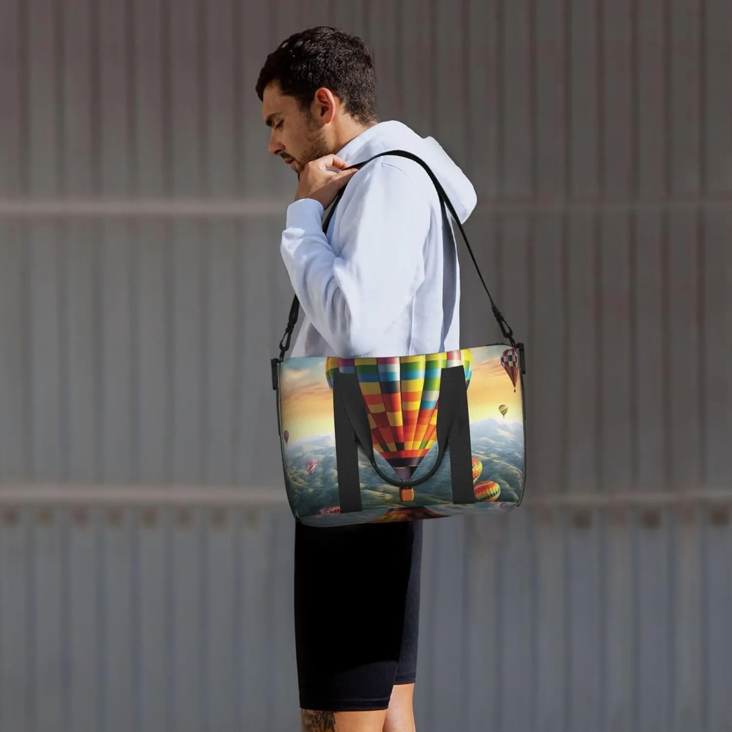 Gym Bag Hot Air Balloon Duffel Bag for Men Women Travel Overnight Bag with Shoe Compartment Workout Bags