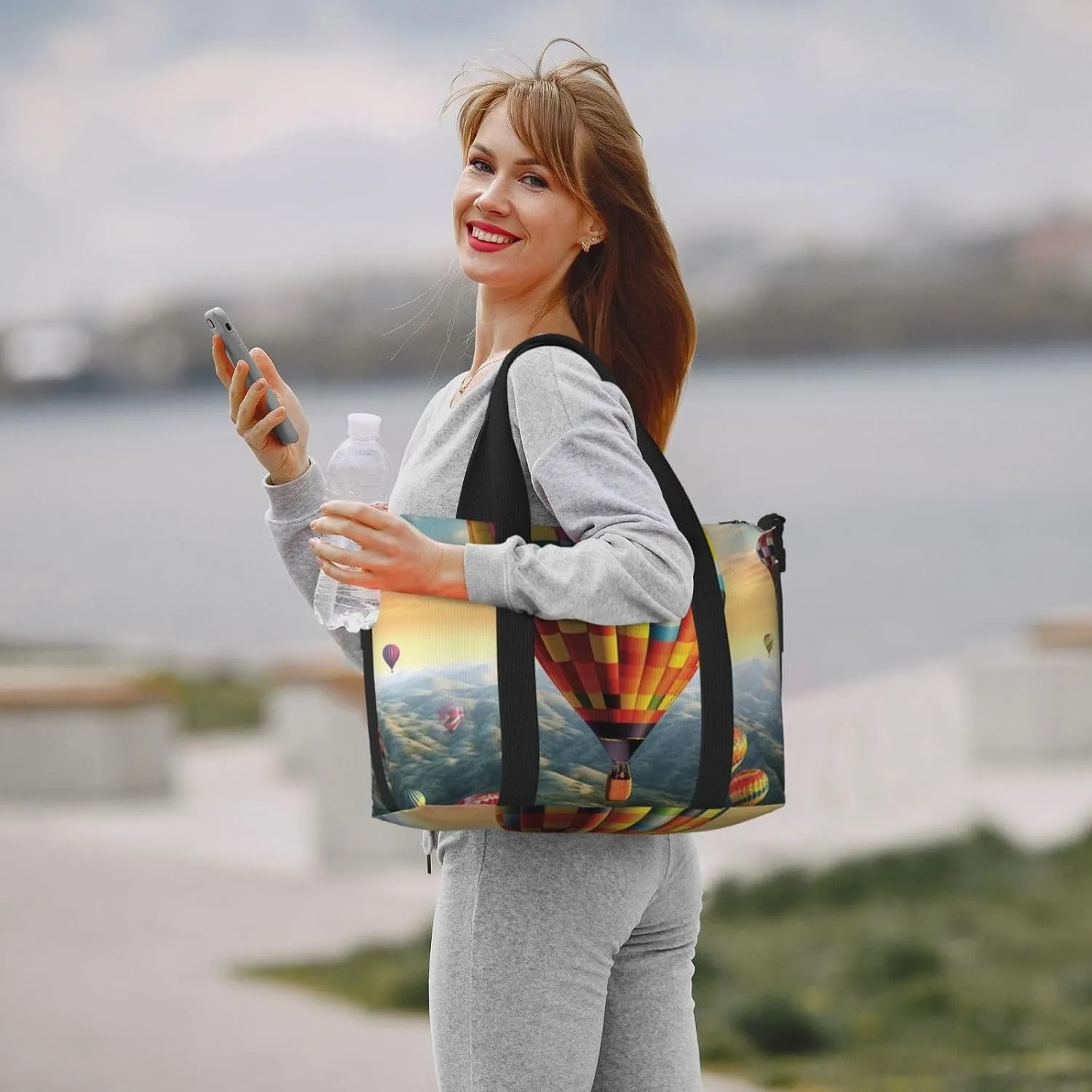 Gym Bag Hot Air Balloon Duffel Bag for Men Women Travel Overnight Bag with Shoe Compartment Workout Bags
