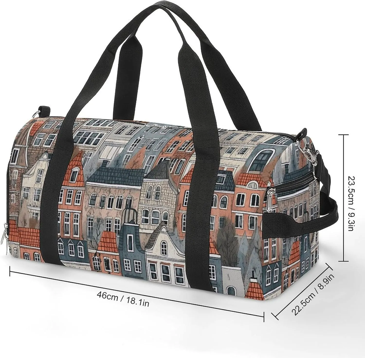 Gym Bag House Pattern Duffel Bag for Men Women Overnight Bag with Shoe Compartment Workout Bags