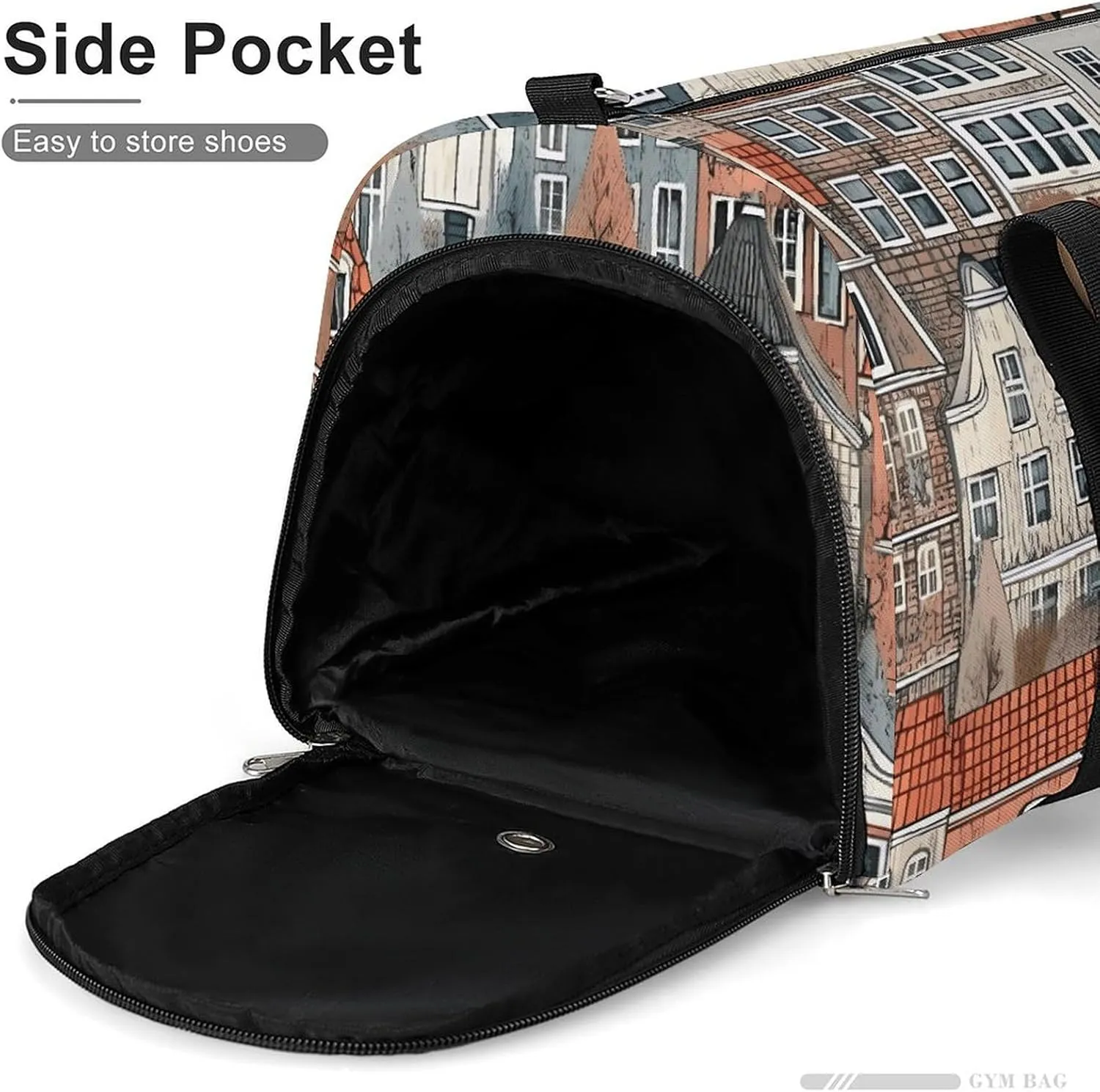 Gym Bag House Pattern Duffel Bag for Men Women Overnight Bag with Shoe Compartment Workout Bags