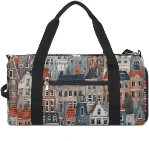 Gym Bag House Pattern Duffel Bag for Men Women Overnight Bag with Shoe Compartment Workout Bags