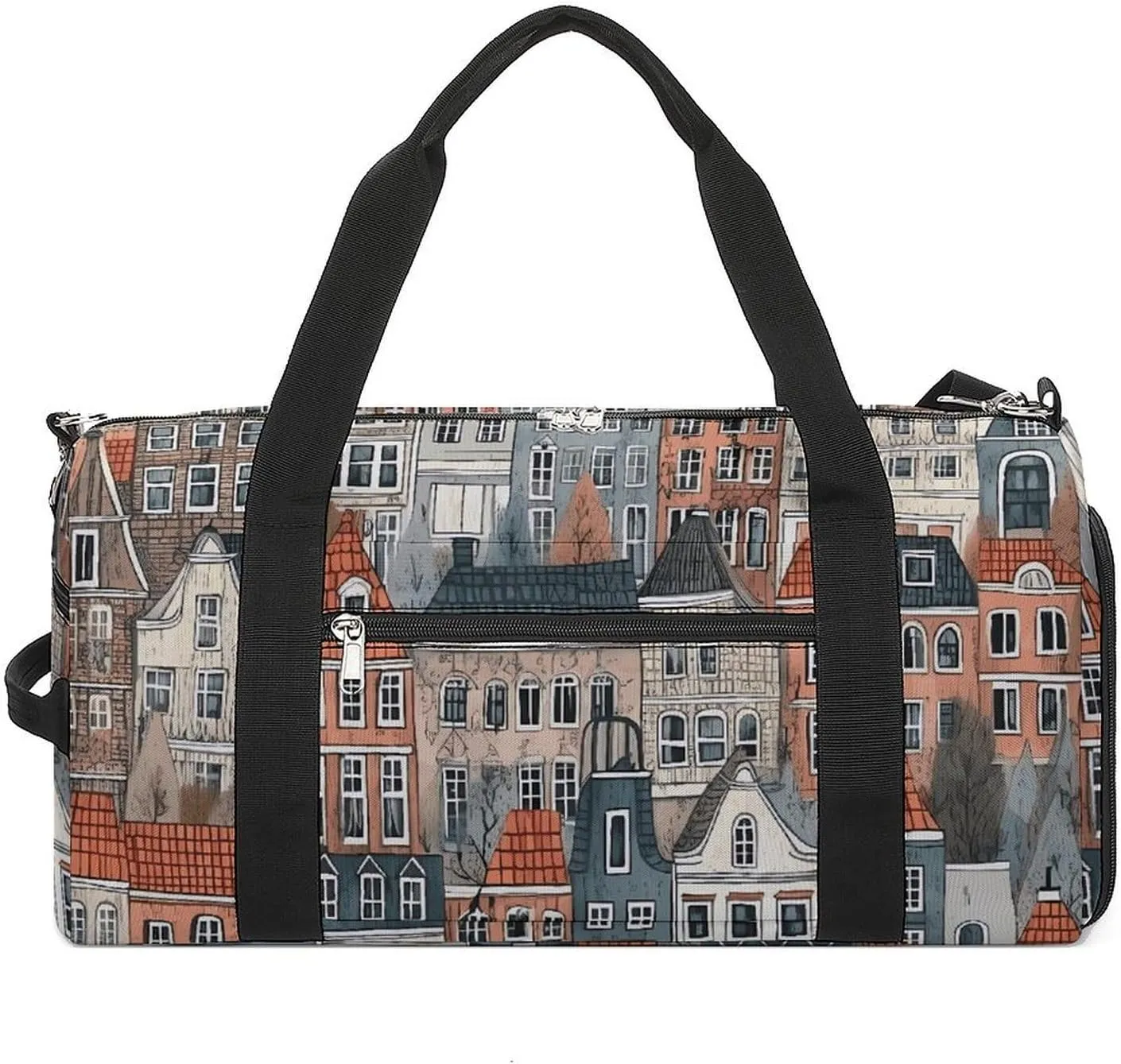 Gym Bag House Pattern Duffel Bag for Men Women Overnight Bag with Shoe Compartment Workout Bags
