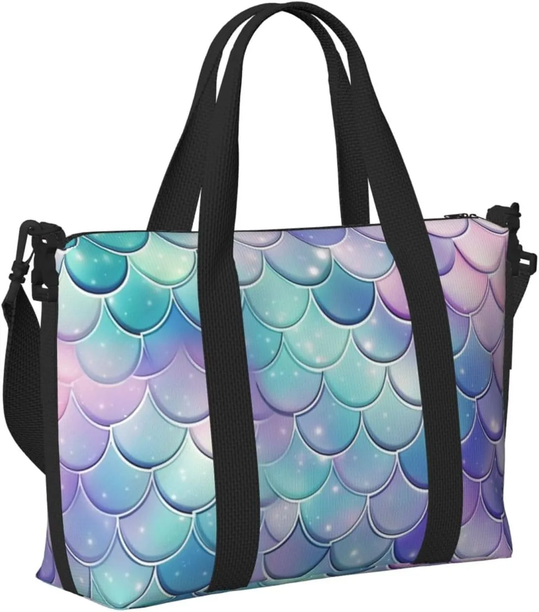 Gym Bag Mermaid Scales Duffel Bag for Men Women Travel Overnight Bag with Shoe Compartment Workout Bags