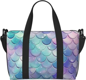 Gym Bag Mermaid Scales Duffel Bag for Men Women Travel Overnight Bag with Shoe Compartment Workout Bags