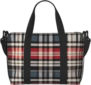 Gym Bag Old Plaid Checkered Duffel Bag for Men Women Travel Overnight Bag with Shoe Compartment Workout Bags