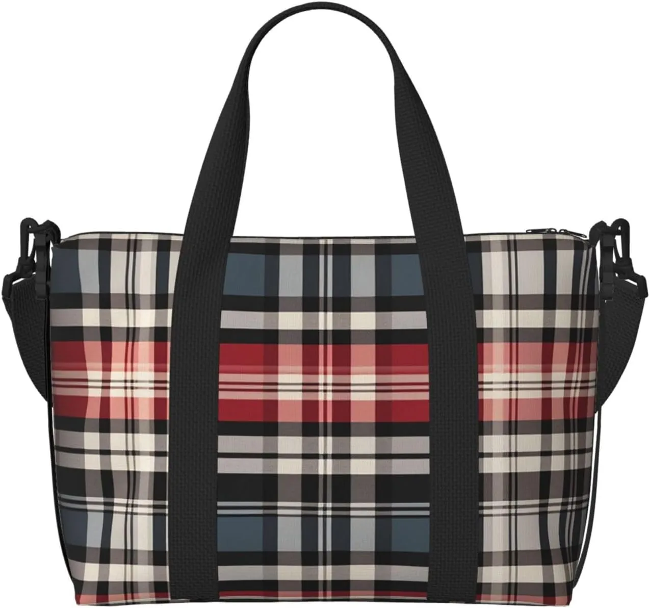 Gym Bag Old Plaid Checkered Duffel Bag for Men Women Travel Overnight Bag with Shoe Compartment Workout Bags