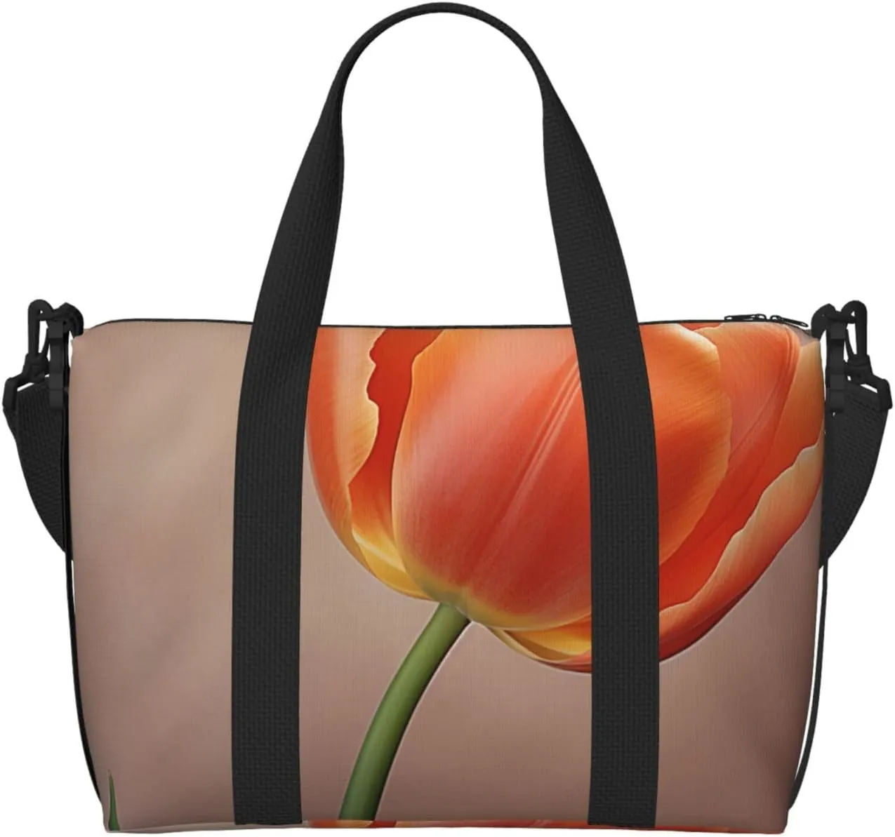 Gym Bag Orange tulip Duffel Bag for Men Women Travel Overnight Bag with Shoe Compartment Workout Bags