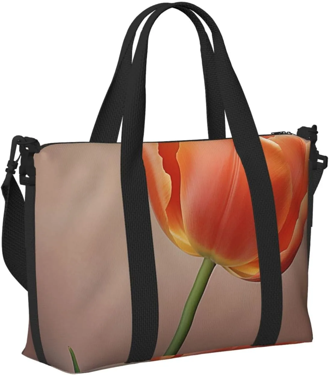 Gym Bag Orange tulip Duffel Bag for Men Women Travel Overnight Bag with Shoe Compartment Workout Bags