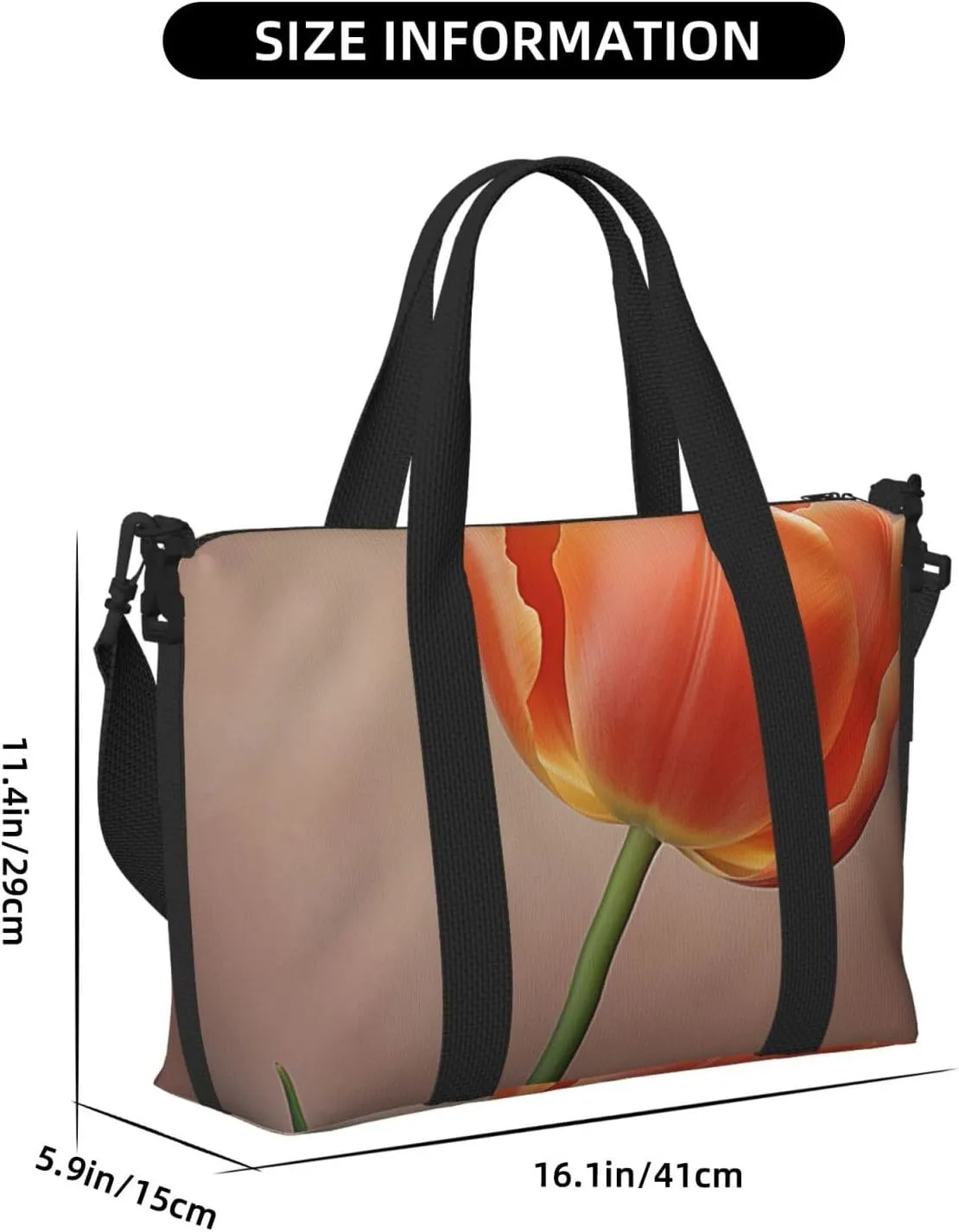 Gym Bag Orange tulip Duffel Bag for Men Women Travel Overnight Bag with Shoe Compartment Workout Bags