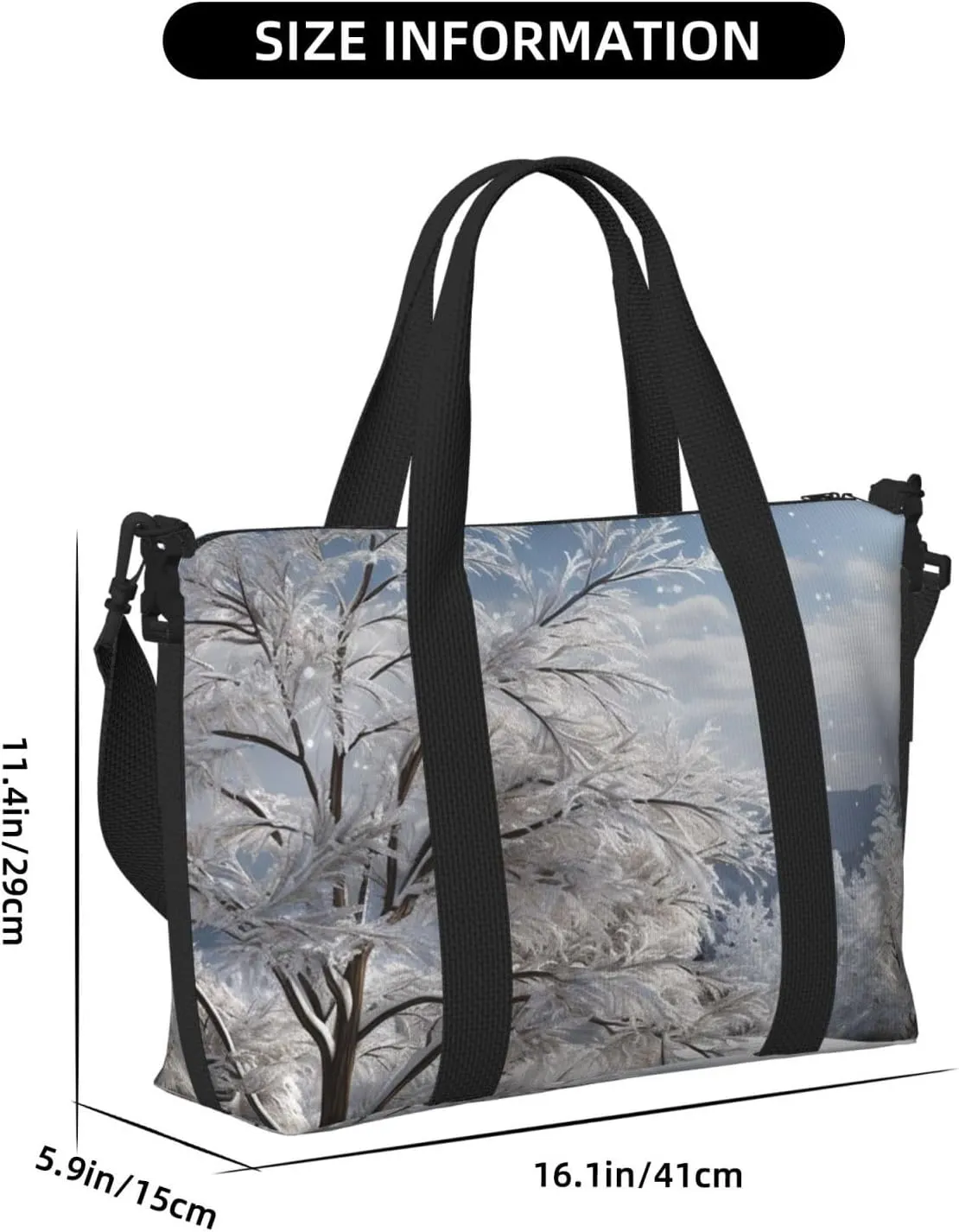Gym Bag Snowflake Pine Tree Duffel Bag for Men Women Travel Overnight Bag with Shoe Compartment Workout Bags