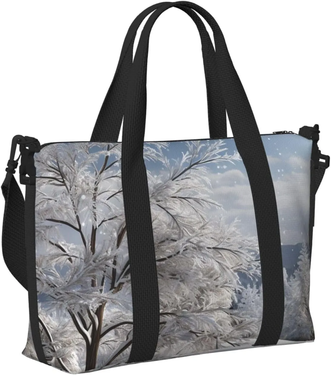 Gym Bag Snowflake Pine Tree Duffel Bag for Men Women Travel Overnight Bag with Shoe Compartment Workout Bags