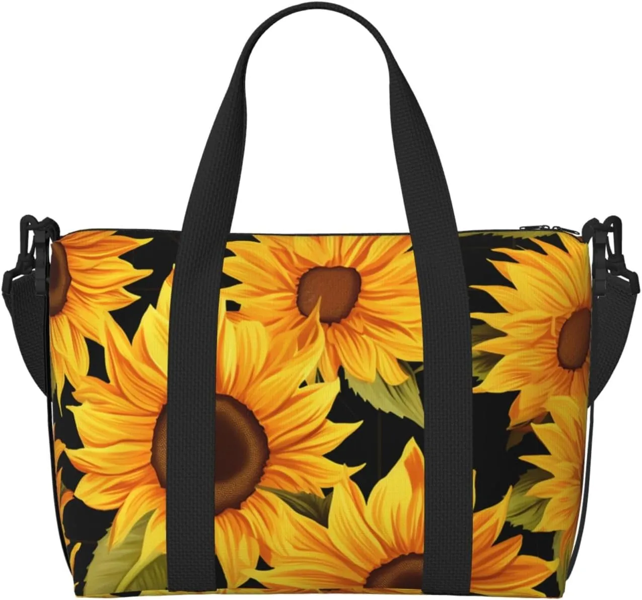 Gym Bag Sunflower Flower Duffel Bag for Men Women Travel Overnight Bag with Shoe Compartment Workout Bags