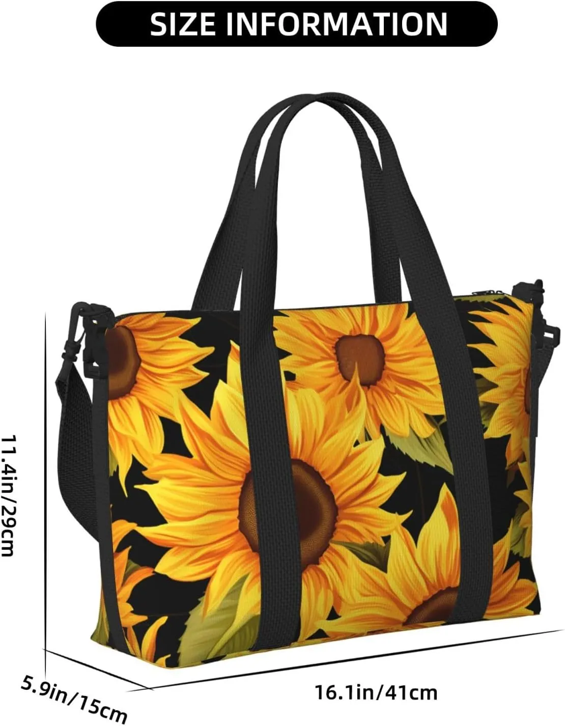 Gym Bag Sunflower Flower Duffel Bag for Men Women Travel Overnight Bag with Shoe Compartment Workout Bags
