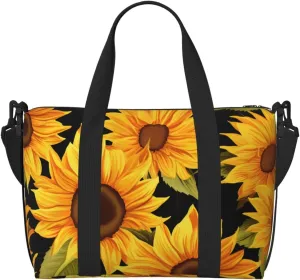 Gym Bag Sunflower Flower Duffel Bag for Men Women Travel Overnight Bag with Shoe Compartment Workout Bags
