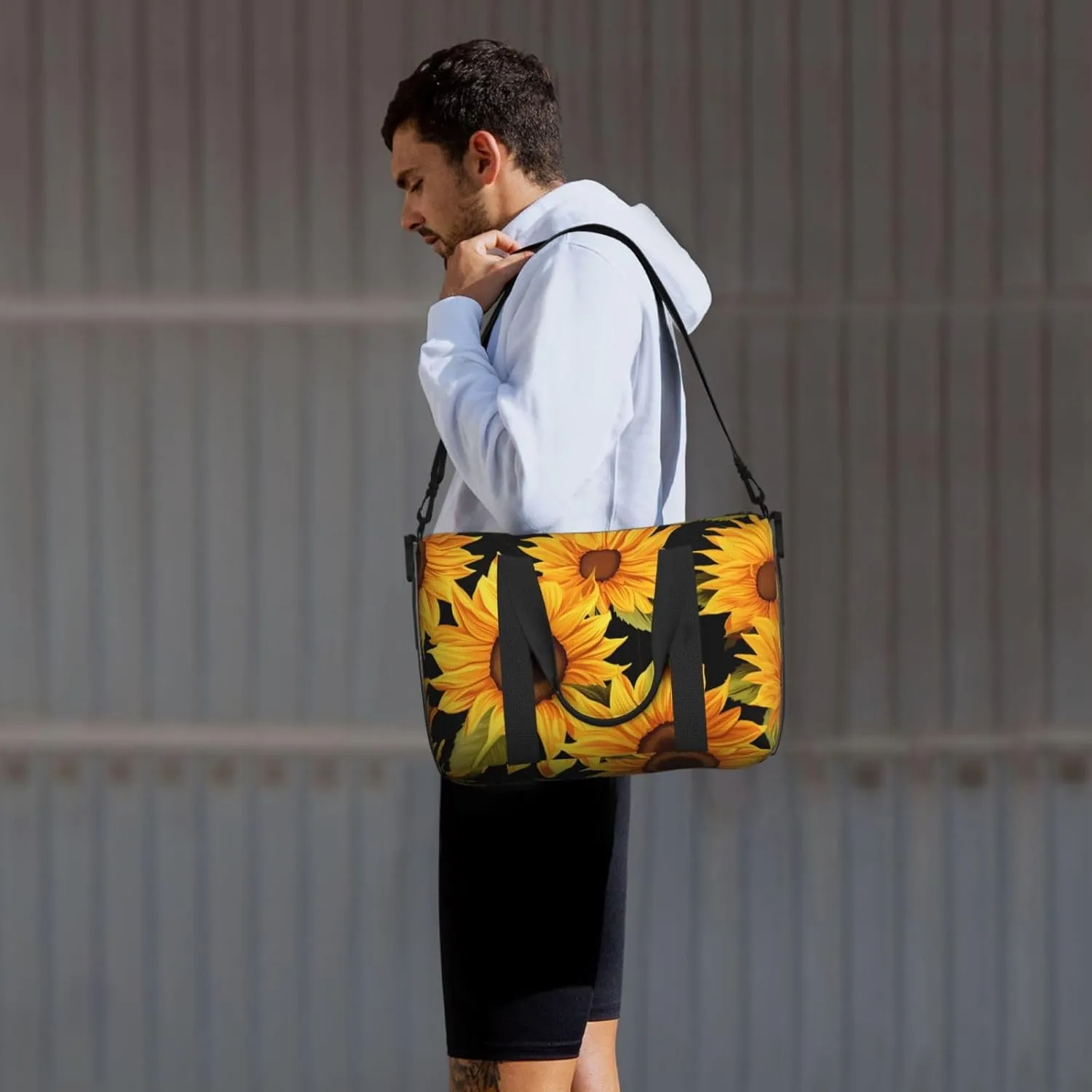 Gym Bag Sunflower Flower Duffel Bag for Men Women Travel Overnight Bag with Shoe Compartment Workout Bags