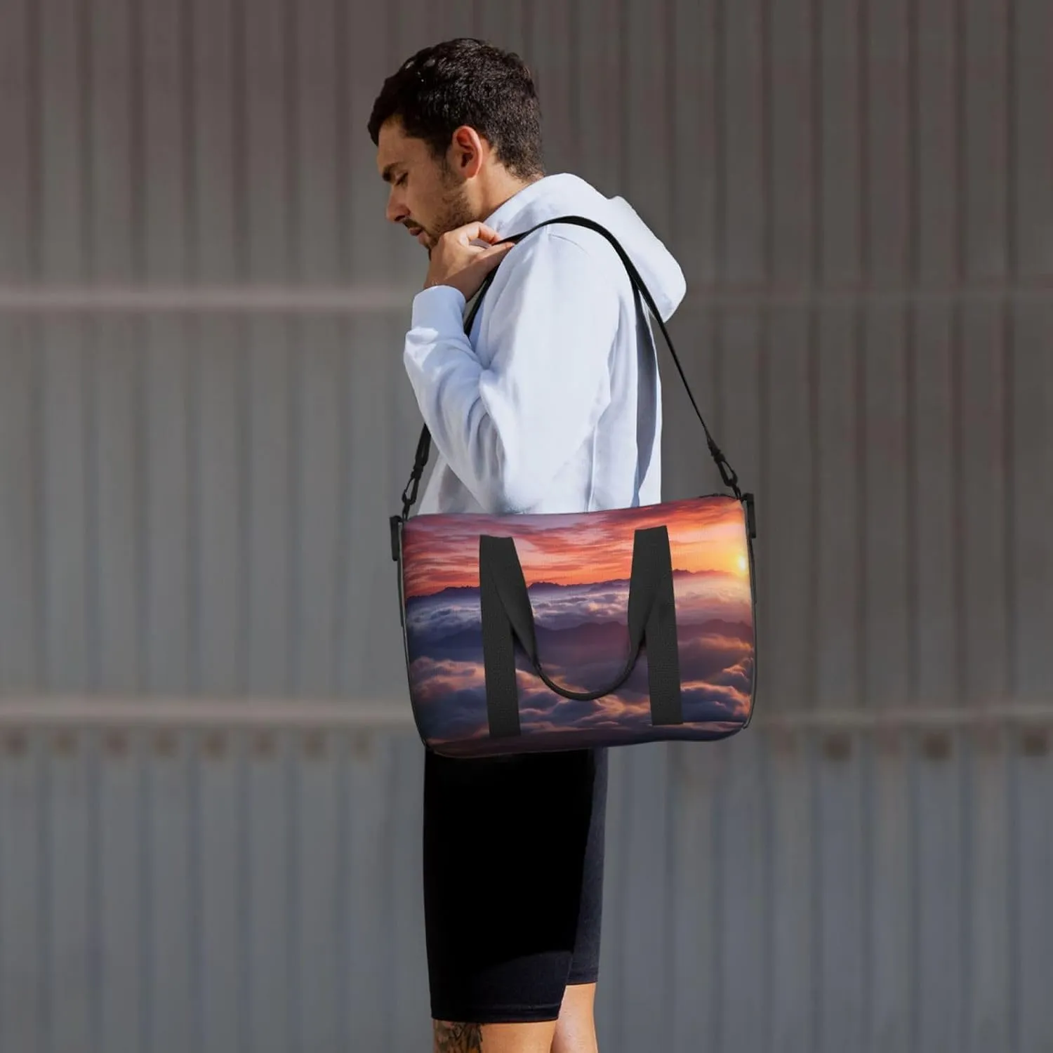 Gym Bag Sunrise Clouds Duffel Bag for Men Women Travel Overnight Bag with Shoe Compartment Workout Bags