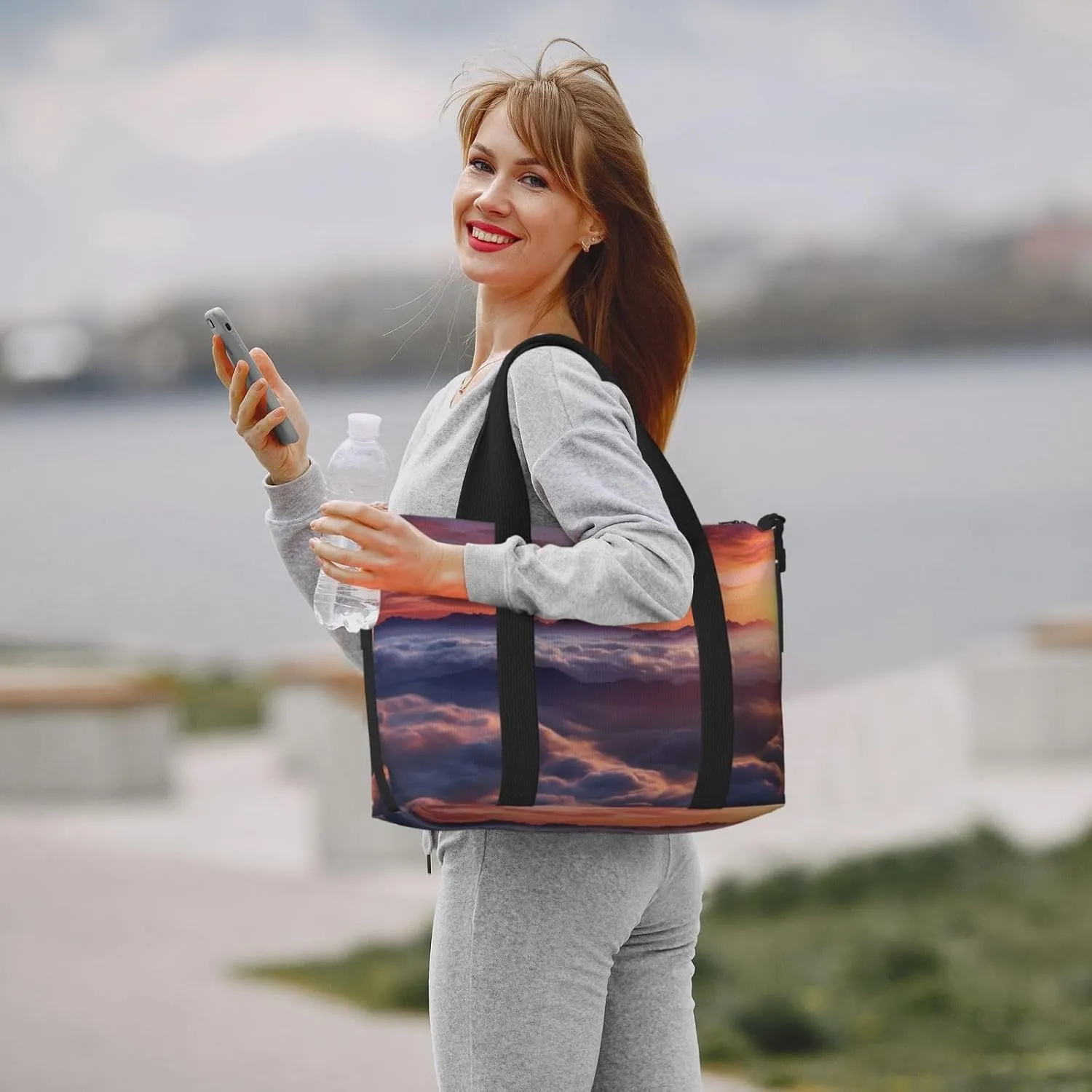 Gym Bag Sunrise Clouds Duffel Bag for Men Women Travel Overnight Bag with Shoe Compartment Workout Bags