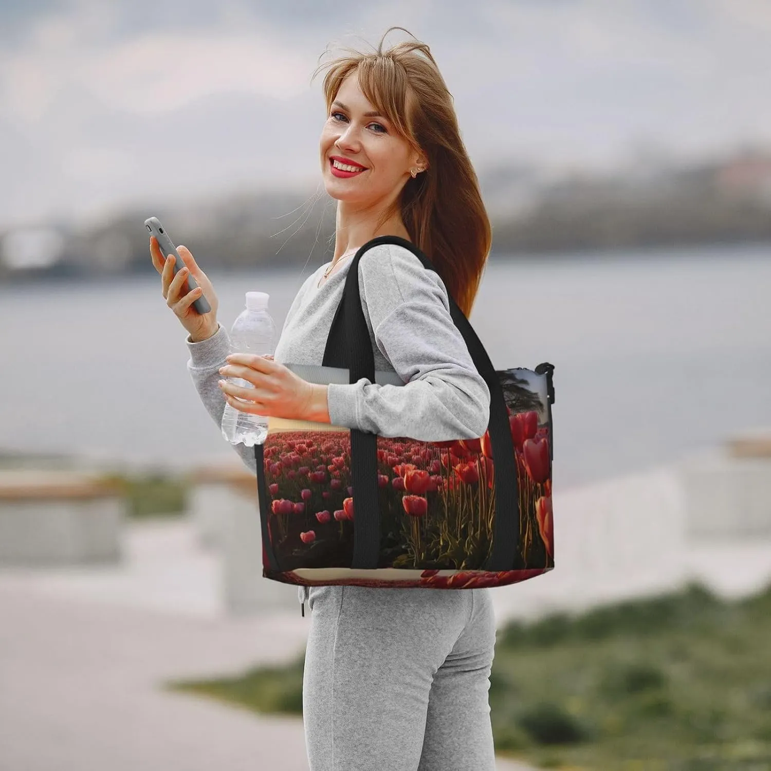 Gym Bag Tulips Field Duffel Bag for Men Women Travel Overnight Bag with Shoe Compartment Workout Bags