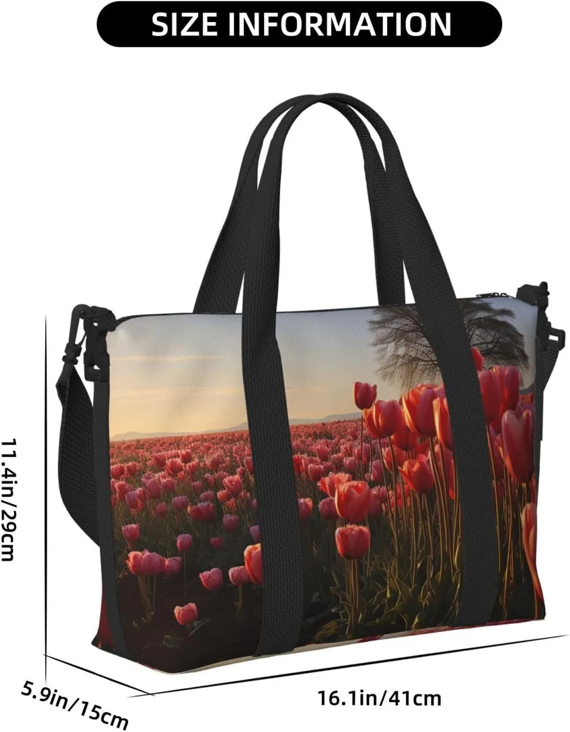 Gym Bag Tulips Field Duffel Bag for Men Women Travel Overnight Bag with Shoe Compartment Workout Bags