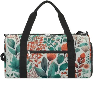 Gym Bag Various Flowers And Leaves Duffel Bag for Men Women Travel Overnight Bag with Shoe Compartment Workout Bags