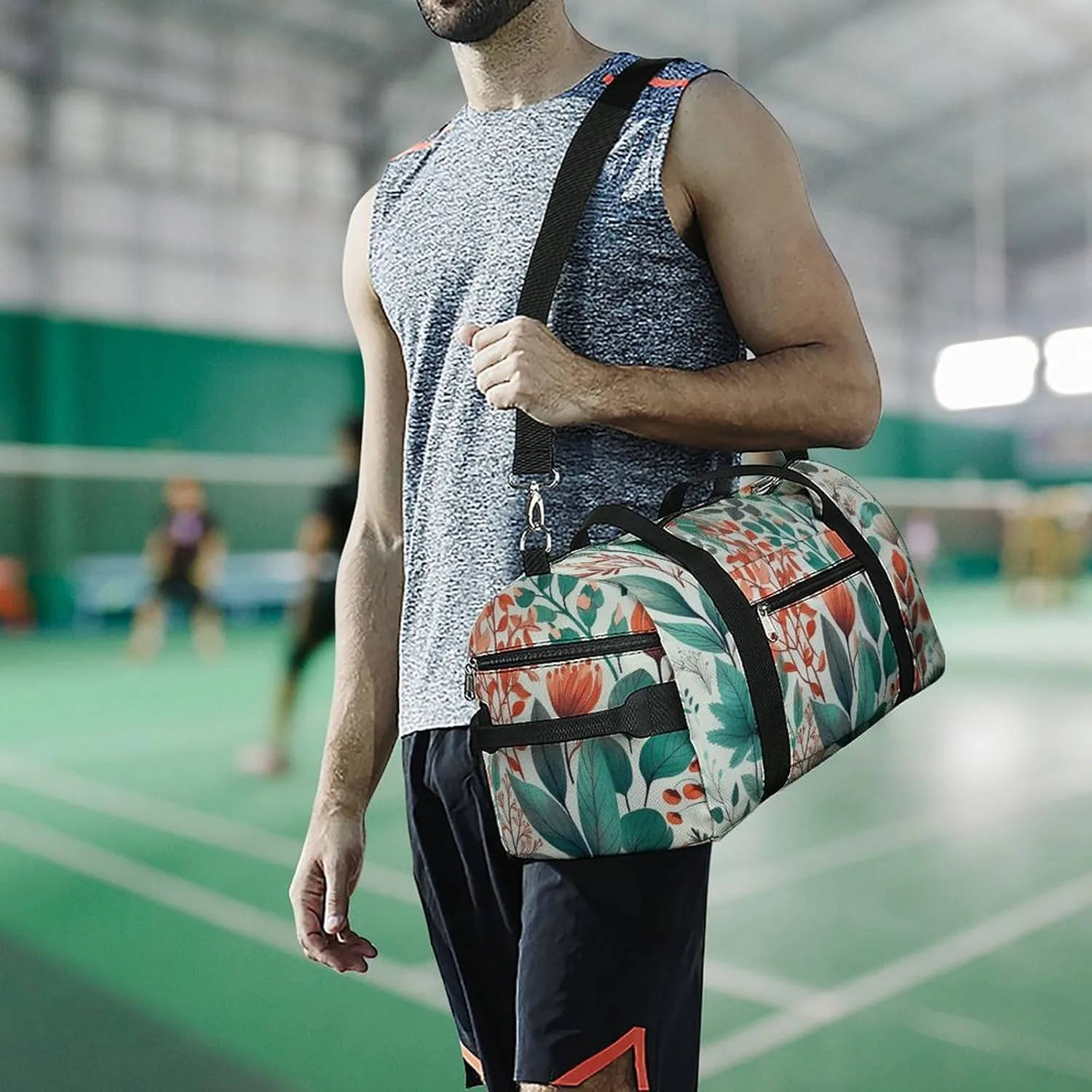 Gym Bag Various Flowers And Leaves Duffel Bag for Men Women Travel Overnight Bag with Shoe Compartment Workout Bags