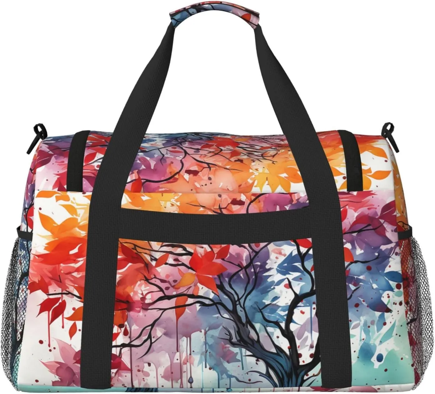Gym Bag Watercolor of rainbow color tree Duffel Bag for Men Women Travel Overnight Bag with Shoe Compartment Workout Bags