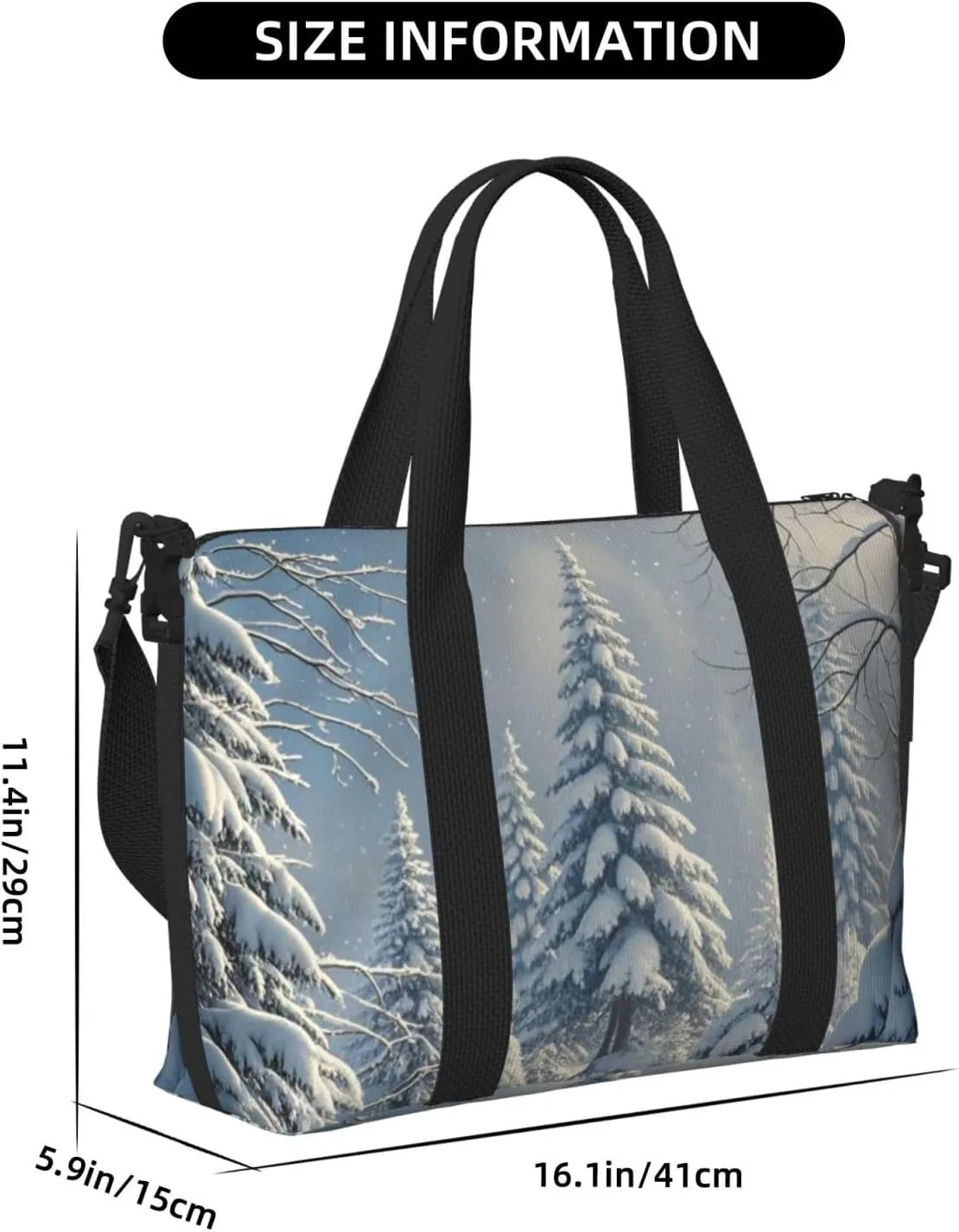 Gym Bag Winter Snow Scene Duffel Bag for Men Women Travel Overnight Bag with Shoe Compartment Workout Bags