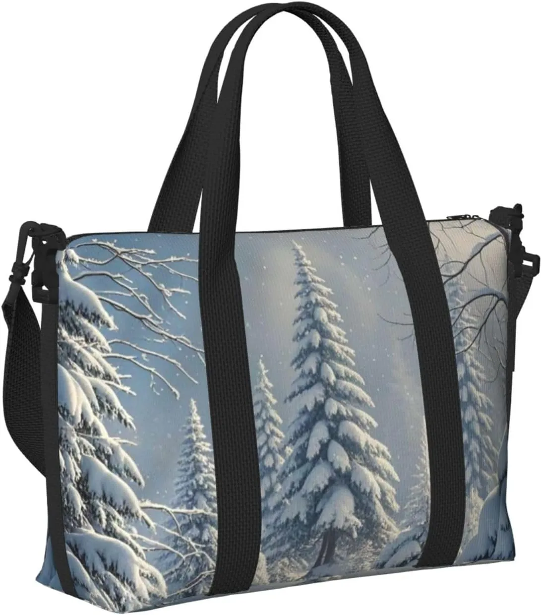 Gym Bag Winter Snow Scene Duffel Bag for Men Women Travel Overnight Bag with Shoe Compartment Workout Bags