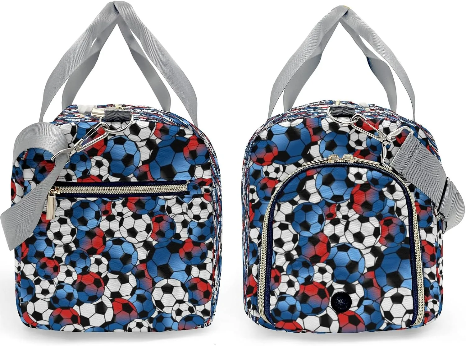 Gym Bags Blue White Red Soccer Duffel Bag Adjustable Shoulder Strap Perform Training Travel Bag for Teens Adults Women Men