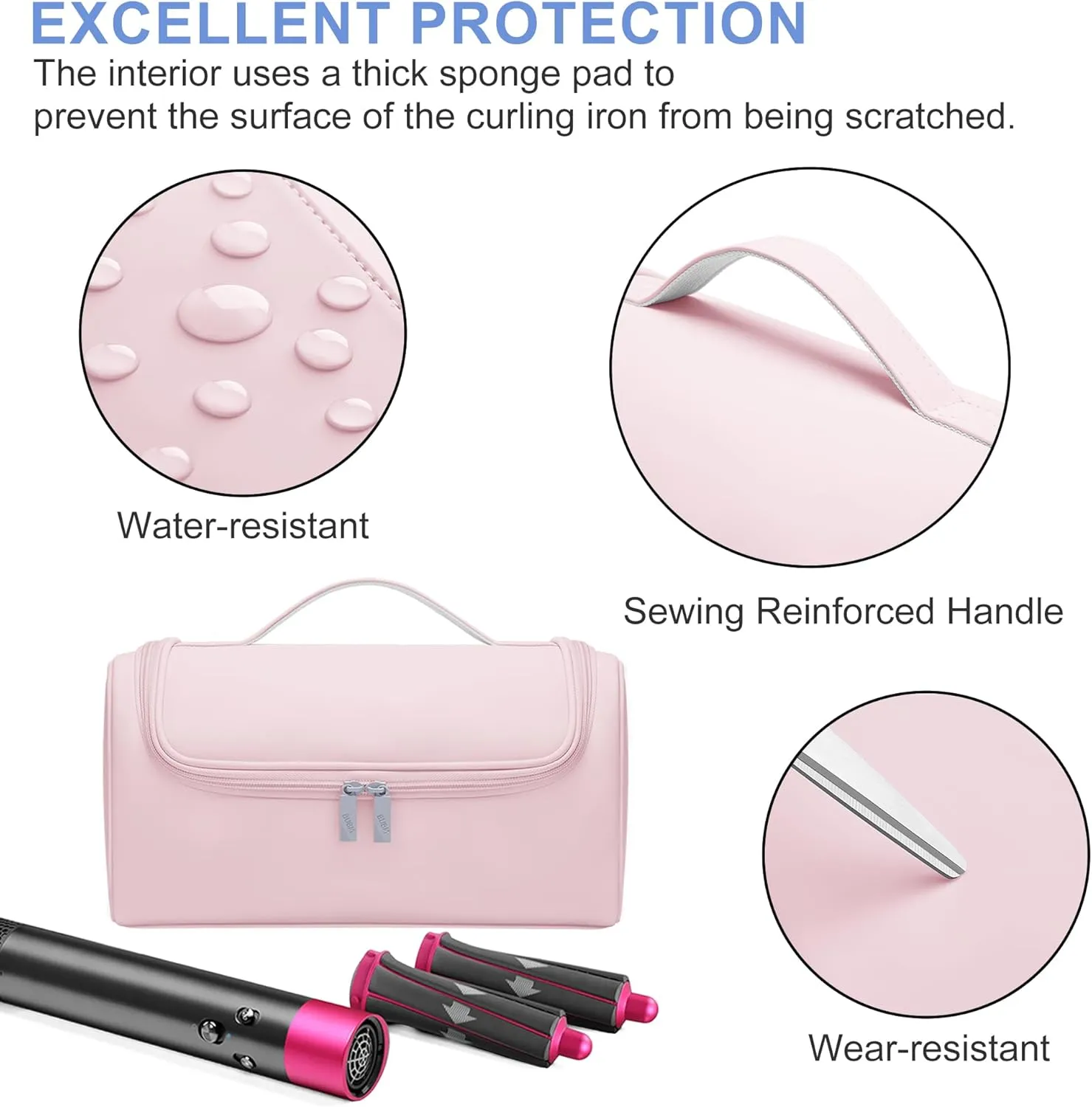 Hair Dryer Travel Case, Portable Hairdryer Storage Bag with Hanging Hook, Waterproof Hair Dryers Organizer Bags