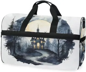 Halloween Village Travel Duffel Bag Luggage Sports Gym Bags With Shoes Compartment Large Capacity Lightweight Duffle Bag For Men Women