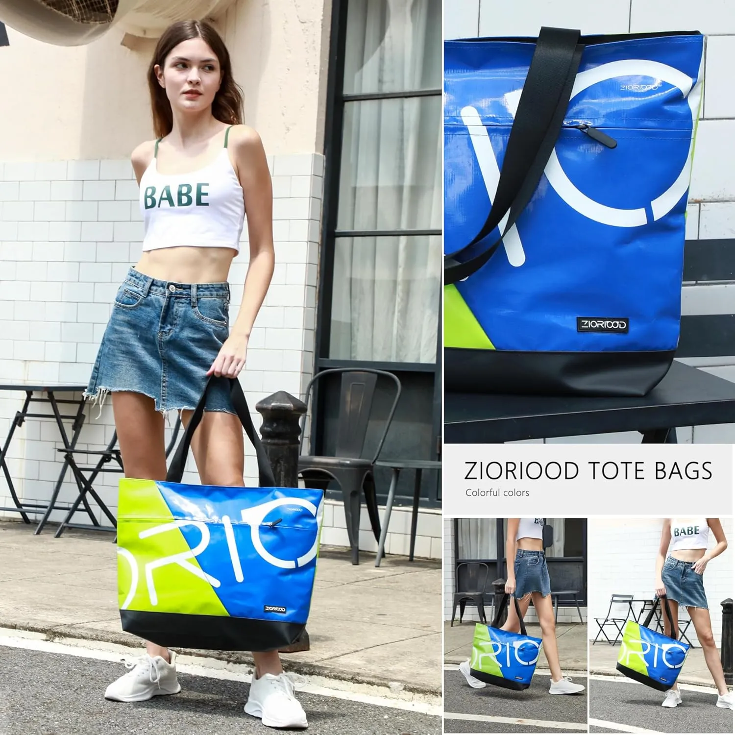 Handbag Fashion Large Handbag Unisex Pvc Shoulder Bag Daily Waterproof Tote Contrasting Color Outdoor Travel Handbag