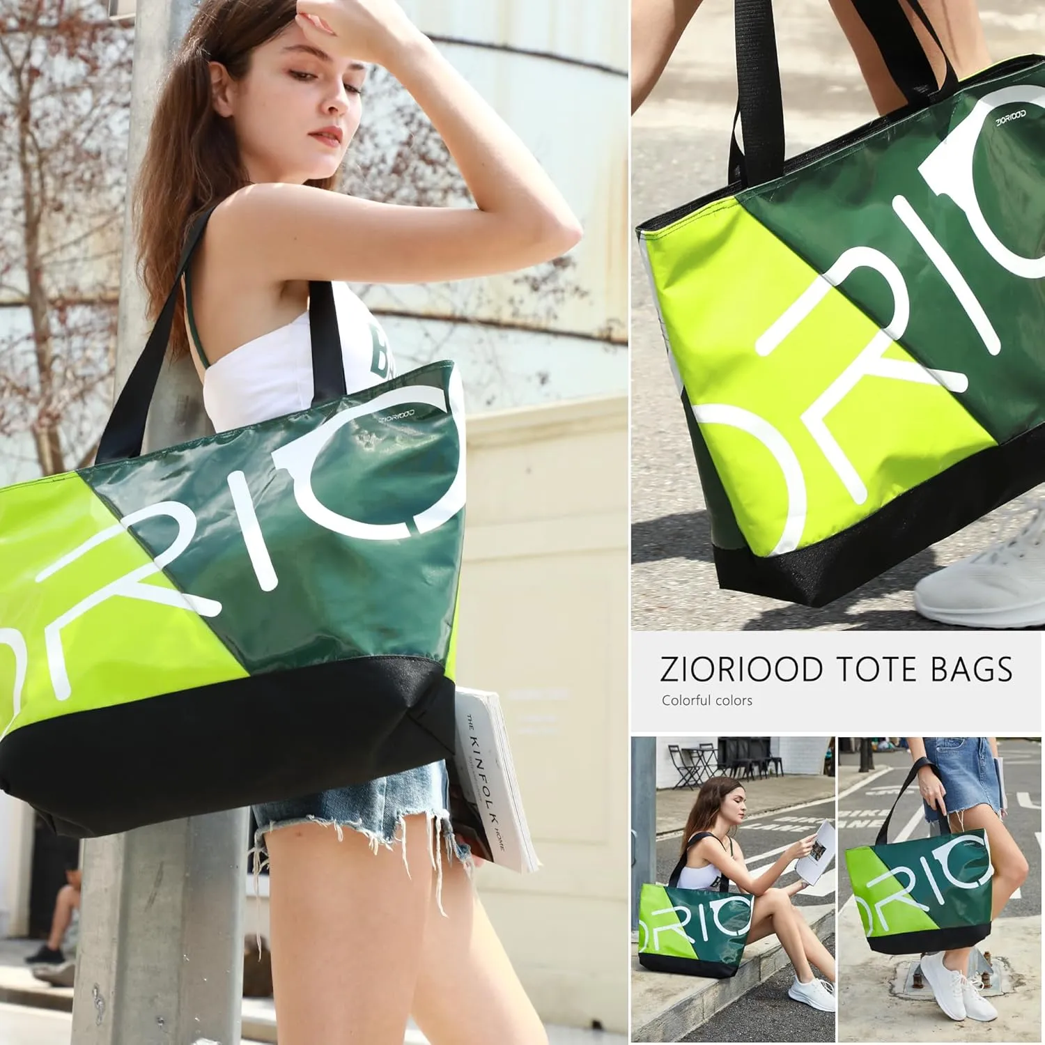 Handbag Fashion Large Handbag Unisex Pvc Shoulder Bag Daily Waterproof Tote Contrasting Color Outdoor Travel Handbag