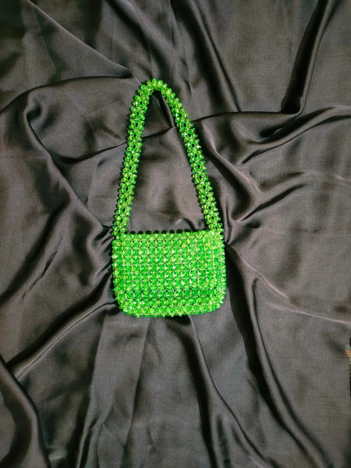 Handmade Micro Beaded Green Purse