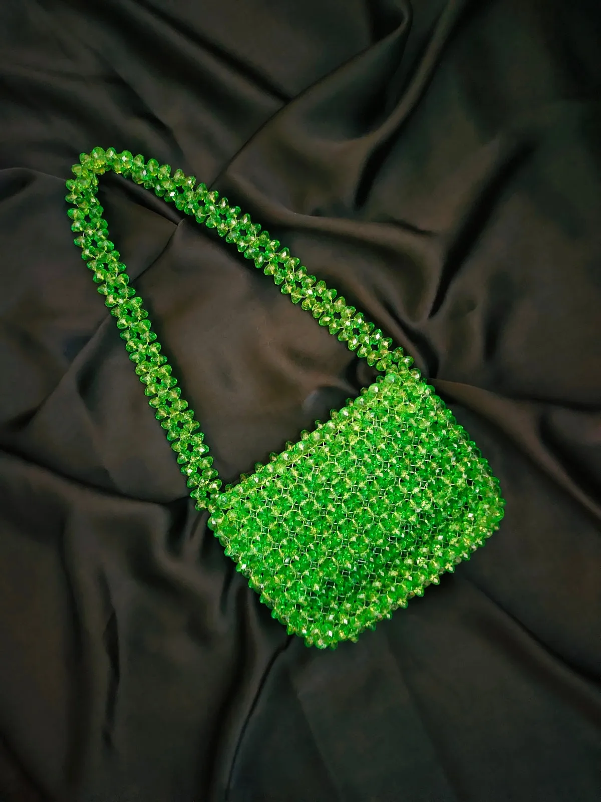 Handmade Micro Beaded Green Purse