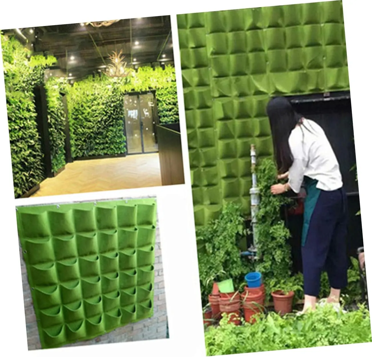 Happyyami Garden Fleece Bags for Plants 12 Pocket Plant Bag Felt Plant Containers Wall Hanging Nursery Bag