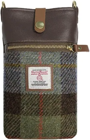 Harris Tweed Small Crossbody Bags for Women Designer Cell Phone Bag Wallet Purses Adjustable Strap With Zipper