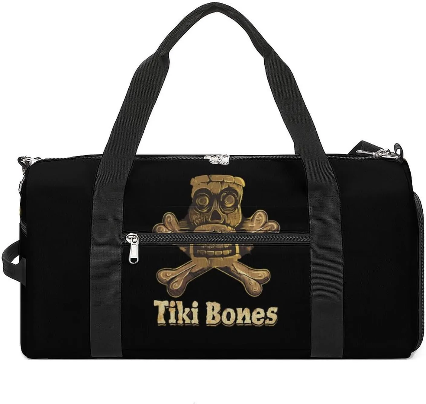 Hawaiian Tiki Bones Gym Sport Bag Travel Duffel Bags Tote with Shoe Compartment Water Resistant Pouch Unisex