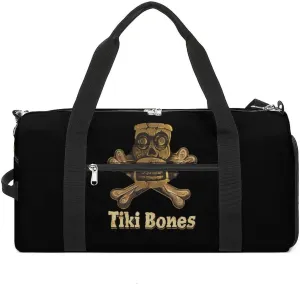 Hawaiian Tiki Bones Gym Sport Bag Travel Duffel Bags Tote with Shoe Compartment Water Resistant Pouch Unisex