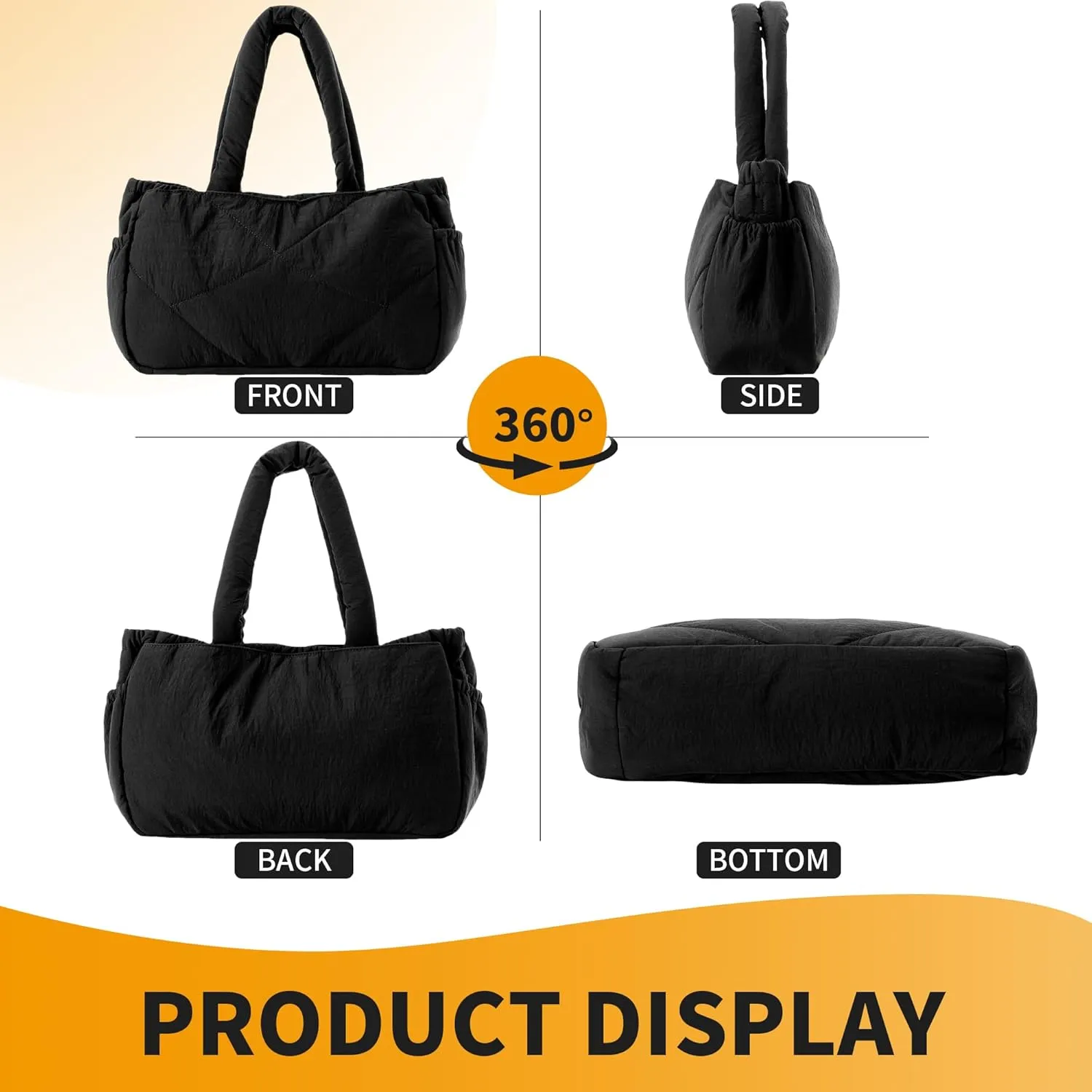 Herald Puffer Tote Bag for Women, Quilted Large Crossbody Shoulder Purse Handbag with Laptop Compartment & Multi Pocket