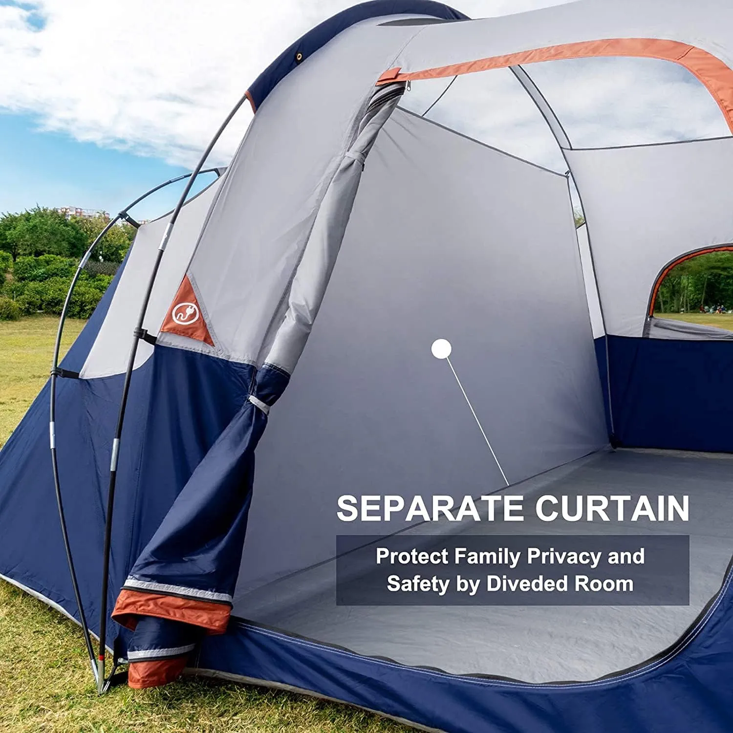 HIKERGARDEN 10 Person Camping Tent - Portable Easy Set Up Family Tent for Camp, Windproof Fabric Dome Tent Outdoor for Hiking, Backpacking, Traveling-14'x11'x74in(H)