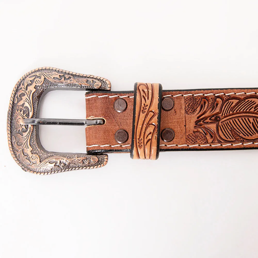 HILASON Western Genuine Leather Belt for Men Women Cowboy Cowgirl Handmade Unisex Full Grain Heavy Duty Tooled Beaded Belt
