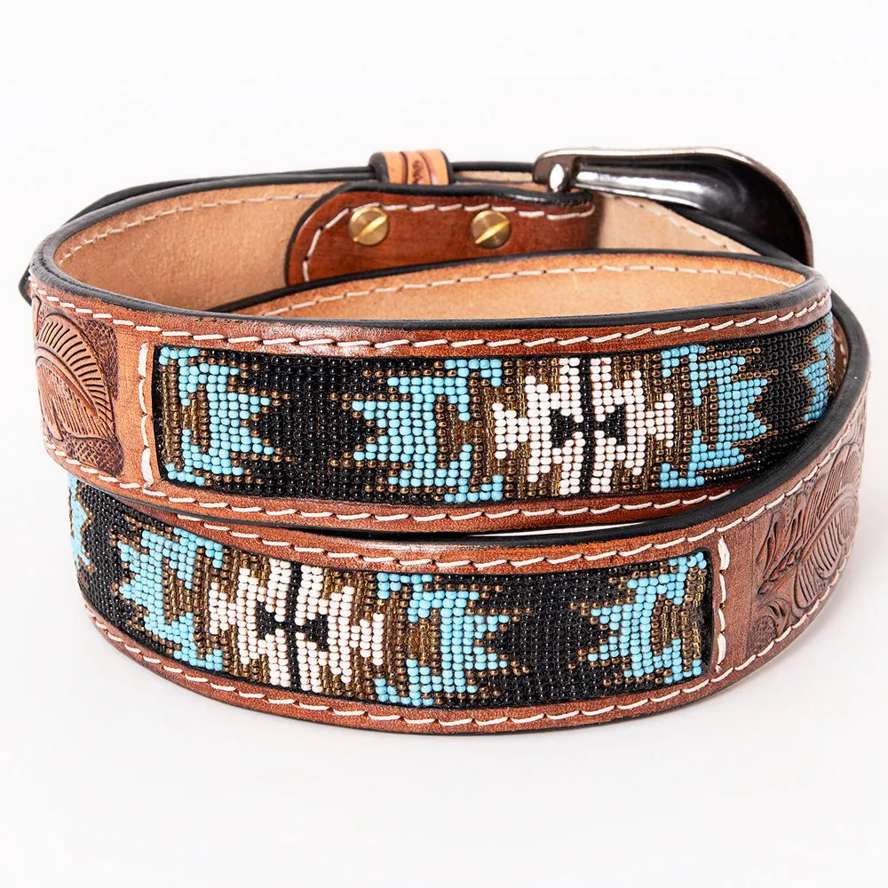 HILASON Western Genuine Leather Belt for Men Women Cowboy Cowgirl Handmade Unisex Full Grain Heavy Duty Tooled Beaded Belt