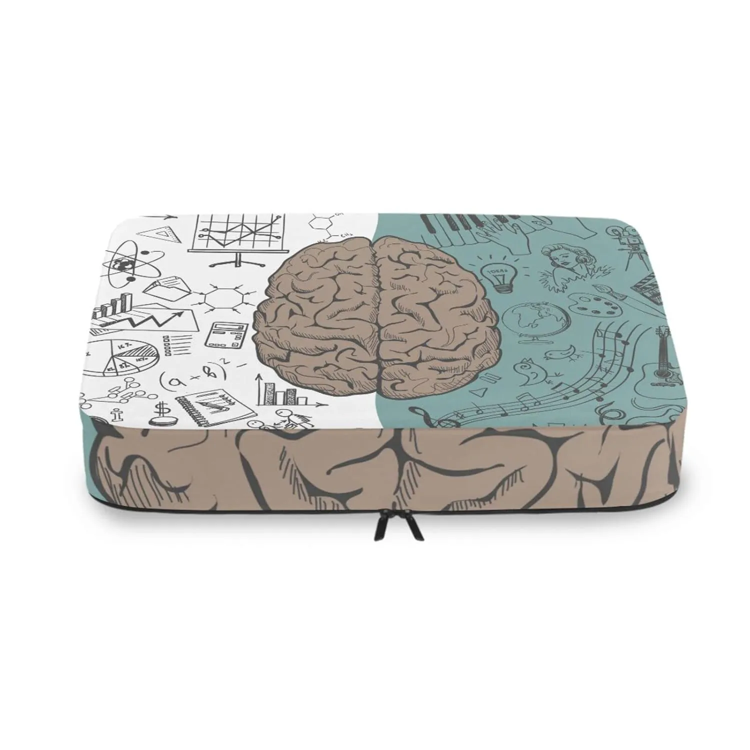 Human Brain Concepts Seamless Pattern on Black Green Background 4 Set Packing Cubes, Travel Packing Organizers, 600D Oxford Cloth Toiletry Storage Bag, Luggage Mesh Bags for Accessories