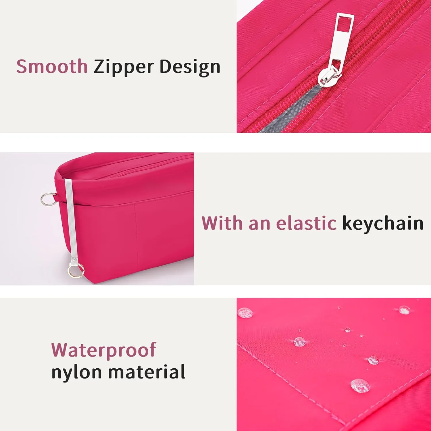 HyFanStr Purse Organizer Insert with Zipped Top for Tote Bag, Handbag Shaper with 13 Pockets